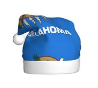 DUWAA Chapeau de Père Noël imprimé drapeau de l'État de l'Oklahoma pour adultes, chapeau de fête de Noël amusant, pour fête du Nouvel An