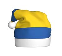 DUWAA Chapeau de Père Noël imprimé drapeau de l'Ukraine pour adultes, chapeau de fête de Noël amusant, pour fête du Nouvel An