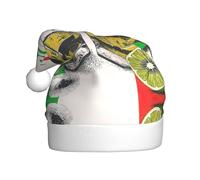 DUWAA Chapeau de Père Noël imprimé drapeau mexicain et tequila pour adultes, chapeau de fête de Noël amusant, pour fête du Nouvel An