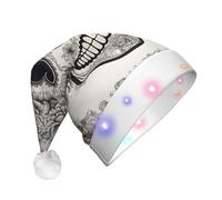 DUWAA Chapeau de Père Noël mexicain imprimé tête de mort LED en peluche, chapeaux de Noël amusants pour adultes, accessoires de fête de Nouvel An
