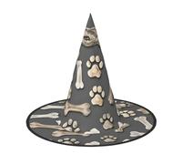 DUWAA Chapeau de sorcière avec motif os de patte de chien, chapeau de sorcière, chapeau d'Halloween pour femme adulte, costume de magicien pour homme, accessoire de fête de cosplay - 1 pièce
