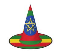 DUWAA Chapeau de sorcière imprimé drapeau de l'Éthiopie Chapeau de sorcière Chapeaux Halloween Femmes Adulte Magicien Homme Costume Cosplay Accessoire de fête - 1 pièce