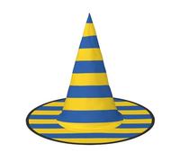 DUWAA Chapeau de sorcière imprimé drapeau de l'Ukraine Chapeau de sorcière Chapeau Halloween Femme Adulte Magicien Homme Costume Cosplay Accessoire de fête - 1 pièce
