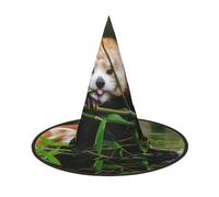 DUWAA Chapeau de sorcière imprimé petit panda rouge, chapeau de sorcière, chapeau d'Halloween pour femmes et adultes, costume de magicien pour homme, accessoire de fête de costumade, 1 pièce