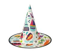 DUWAA Chapeau de sorcière imprimé sur le thème de l'Australie - Chapeau de sorcière - Chapeau d'Halloween pour femme et adulte - Accessoire de fête - 1 pièce