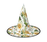DUWAA Chapeau de sorcière imprimé tournesol et maïs - Chapeau de sorcière - Chapeau d'Halloween pour femme et adulte - Accessoire de fête - 1 pièce