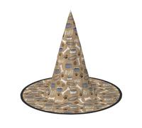 DUWAA Chapeau de sorcière mignon en forme d'os de chien avec empreintes de pattes - Chapeau de sorcière - Chapeau d'Halloween pour femme et adulte - Accessoire de fête - 1 pièce