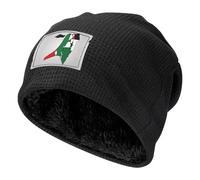 DUWAA Chapeau gaufré extensible avec motif drapeau de Palestine Map02, unisexe, bonnet doublé en polaire chaude pour sports de plein air, usage quotidien, temps froid, Noir , Taille unique