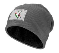 DUWAA Chapeau gaufré extensible unisexe avec drapeau topographique de l'État de Palestine, doublure en polaire chaude pour sports de plein air, usage quotidien, temps froid, gris, Taille unique