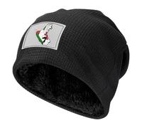 DUWAA Chapeau gaufré extensible unisexe avec drapeau topographique de l'État de Palestine, doublure en polaire chaude pour sports de plein air, usage quotidien, temps froid, Noir , Taille unique