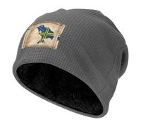 DUWAA Chapeau gaufré extensible unisexe avec motif drapeau des îles Salomon avec imprimé de lignes croisées, bonnet unisexe avec doublure en polaire chaude pour sports de plein air, usage quotidien