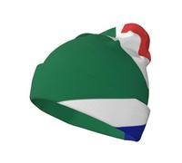 DUWAA Chapeau tricoté pour adulte avec drapeau de l'Afrique du Sud, bonnet extensible confortable, chapeau d'hiver en polyester doux, design unisexe pour l'extérieur, noir