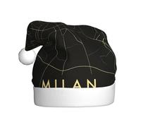 DUWAA Chapeaux de fête de Noël en peluche douce avec imprimé carte de la ville de Milan, chapeau de vacances, Gorros De Navidad Adultos, pour le Nouvel An