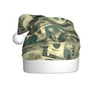 DUWAA Chapeaux de fête de Noël en peluche douce avec imprimé dollar drôle, gorros de Navidad adultes, pour le Nouvel An