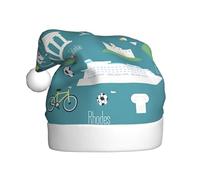 DUWAA Chapeaux de fête de Noël en peluche douce imprimé symboles de la culture grecque, chapeau de vacances, gorros de Navidad adultes, pour fête du Nouvel An