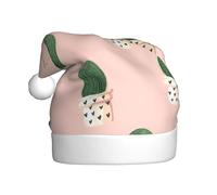 DUWAA Chapeaux de Noël à imprimé cactus pour adulte, chapeau de Père Noël unisexe, chapeau de Noël confortable pour fête du Nouvel An