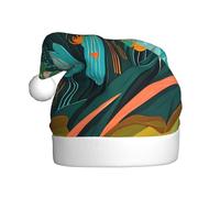 DUWAA Chapeaux de Noël avec imprimé cactus et plantes tropicales pour adulte, chapeau de Père Noël unisexe, chapeau de Noël confortable pour fête du Nouvel An