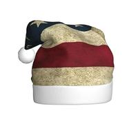 DUWAA Chapeaux de Noël avec imprimé drapeau américain pour adulte, chapeau de Père Noël unisexe, chapeau de Noël confortable pour fête du Nouvel An