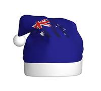 DUWAA Chapeaux de Noël avec imprimé drapeau australien pour adulte, chapeau de Père Noël unisexe, chapeau de Noël confortable pour fête du Nouvel An