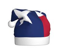 DUWAA Chapeaux de Noël avec imprimé drapeau du Texas pour adulte, bonnet de Père Noël unisexe, chapeau de Noël confortable pour fête du Nouvel An