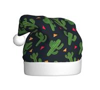 DUWAA Chapeaux de Noël imprimés cactus pour adulte, bonnet de Père Noël unisexe, chapeau de Noël confortable pour fête du Nouvel An