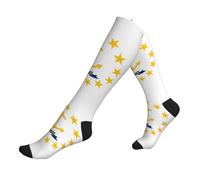 DUWAA Chaussettes de compression pour homme et femme - Motif drapeau de l'État du Rhode Island - 15-20 mmhg - Soutien de circulation - Pour sports de course à pied, 2 Noir-2, Taille unique