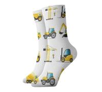 DUWAA Chaussettes unisexes décontractées et respirantes avec motif camion de machines lourdes - Évacuation de l'humidité au quotidien