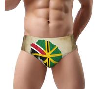 DUWAA Commonwealth of Dominique Flag Map04 Slip pour homme Imprimé Confort Doux Essentiels Sous-vêtements avec poche Contour Respirant, Noir , XL