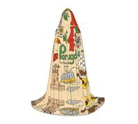 DUWAA Costume d'Halloween avec symboles culturels du Portugal - Cape médiévale pour femme et homme - Cape à capuche Renaissance