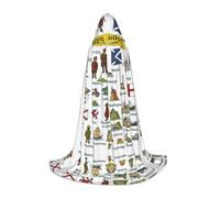 DUWAA Costume d'Halloween médiéval imprimé symbole culturel du Royaume-Uni, cape pour femmes et hommes, cape à capuche Renaissance