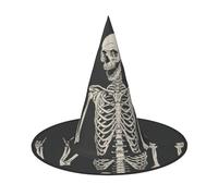 DUWAA Crâne Rock Roll Squelette Os Chapeau de sorcière Chapeau de sorcière Chapeau Halloween Femme Adulte Magicien Homme Costume Cosplay Accessoire de fête - 1 pièce