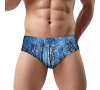 DUWAA Culotte bikini pour homme avec imprimé ciel étoilé - Taille basse - Meilleur sous-vêtement pour homme avec soutien 3D - Usage quotidien, Noir , S