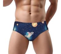 DUWAA Culotte bikini pour homme avec imprimé univers ciel étoilé - Taille basse - Meilleur sous-vêtement pour homme avec soutien 3D - À porter au quotidien, Noir , L