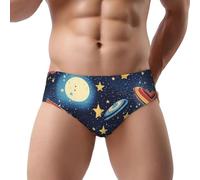 DUWAA Culotte bikini pour homme avec imprimé univers ciel étoilé - Taille basse - Meilleur sous-vêtement pour homme avec soutien 3D - À porter au quotidien, Noir , M
