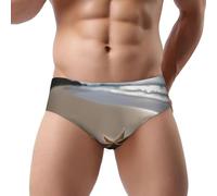 DUWAA Culotte de bikini pour homme avec imprimé étoile de mer, coquillages et plage de sable, taille basse, sous-vêtements pour homme avec soutien 3D, usage quotidien, Noir , 3XL