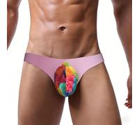 DUWAA Cupcakes Colorful Rainbow Flower Cake Print Men Support Bikini Underwear, S-4xl Évacuation de l'humidité Slip d'entraînement extensible doux ceinture large, Noir , S