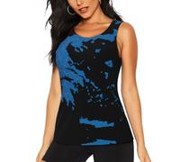 DUWAA Débardeur d'entraînement pour femme avec imprimé carte de la Grèce, décontracté, athlétique, course à pied, yoga, hauts sans manches à séchage rapide, Noir , M