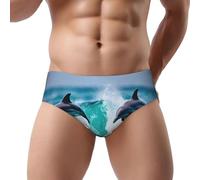 DUWAA Dolphins In The Sea 1 Print Mens Bikini Briefs, Low Rise Underpants Best Underwear For Men With 3D Support Daily Wear, Noir , L