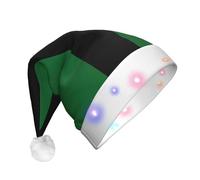 DUWAA Drapeau du Sultanat de Delhi Imprimé LED Chapeau de Père Noël en peluche drôle Chapeaux de Noël pour adultes Accessoires de fête de Noël Nouvel An