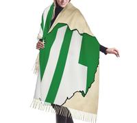 DUWAA Écharpe d'hiver Map02 avec motif drapeau du Nigeria pour femme, châle, toucher cachemire, pompons, grandes écharpes surdimensionnées