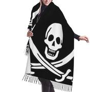 DUWAA Écharpe d'hiver pour femme avec imprimé drapeau pirate - Châle en cachemire - Grande écharpe surdimensionnée