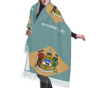 DUWAA Écharpe d'hiver pour femme avec motif drapeau du Delaware - Toucher cachemire - Pompons - Grande écharpe surdimensionnée