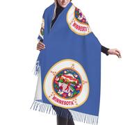 DUWAA Écharpe d'hiver pour femme avec motif drapeau du Minnesota - Toucher cachemire - Pompons - Grande écharpe surdimensionnée