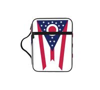 DUWAA Étui de couverture de Bible de grande capacité avec imprimé drapeau de l'État de l'Ohio 26 × 20 cm, fournitures d'étude pour femmes et chrétiens
