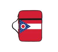 DUWAA Étui de couverture de Bible de grande capacité avec imprimé drapeau de l'État de l'Ohio 26 × 20 cm, fournitures d'étude pour femmes et chrétiens