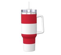 DUWAA Flag of Monaco Gobelet de 1200 ml avec paille à rabat et anti-fuite, compatible avec porte-gobelet, gobelet étanche avec poignée
