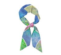 DUWAA Foulard léger et polyvalent en satin avec imprimé écailles de poisson et vagues de l'océan pour femme