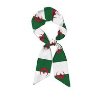 DUWAA Foulard long et polyvalent en satin avec imprimé drapeau de l'Algérie pour femme
