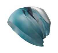 DUWAA Funny Dolphin Looking at You Print Bonnet tricoté chaud et souple pour homme et femme Unisexe Noir