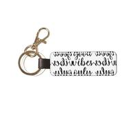 DUWAA Good Vibes Only Porte-clés en cuir synthétique avec impression personnalisée, porte-clés universel pour homme et femme